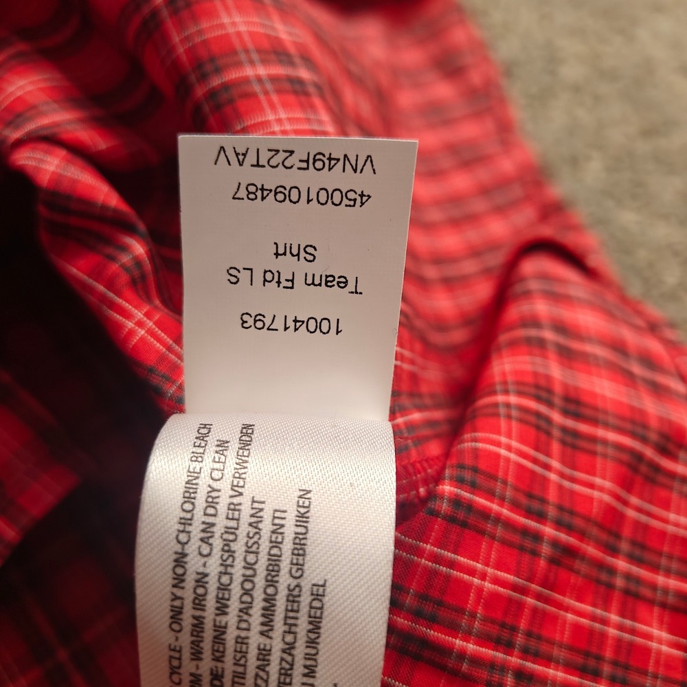 NWOT Ariat Pro Series Mens Red Plaid Long Sleeve‎ Button Up Shirt Fitted Size L - Picture 11 of 16